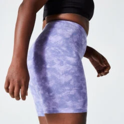 Bikershort Voor Fitness Dames 500 -Belly Verkoopwinkel bikershort voor fitness dames 500 paars print 4