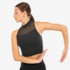 Crop Top Voor Moderne Dans Dames Opstaande Kraag Zwart -Belly Verkoopwinkel crop top voor moderne dans dames opstaande kraag zwart