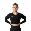 Geribbelde V2 Long Sleeve Crop Top Voor Fitness Zwart 1 Geribbelde V2 Long Sleeve Crop Top Voor Fitness Zwart -Belly Verkoopwinkel geribbelde v2 long sleeve crop top voor fitness zwart