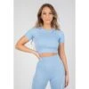 Gorilla Wear Selah Seamless Crop Top - Lichtblauw - S/M -Belly Verkoopwinkel gorilla wear selah seamless crop top lichtblauw sm