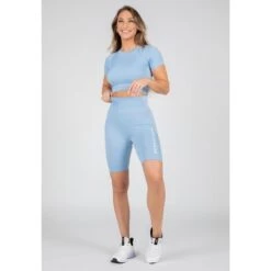 Gorilla Wear Selah Seamless Crop Top - Lichtblauw - S/M -Belly Verkoopwinkel gorilla wear selah seamless crop top lichtblauw sm 2