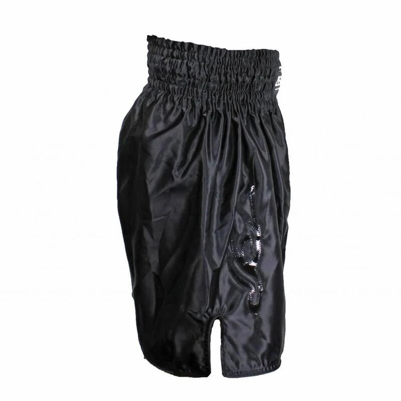 Kickboks Broekje Lang Model Kids/Volwassenen Zwart Satijn 5 Kickboks Broekje Lang Model Kids/Volwassenen Zwart Satijn - Afbeelding 3