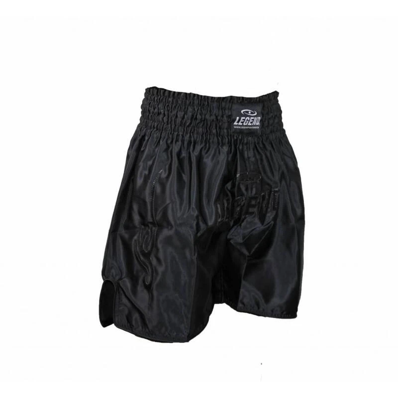 Kickboks Broekje Lang Model Kids/Volwassenen Zwart Satijn 3 Kickboks Broekje Lang Model Kids/Volwassenen Zwart Satijn