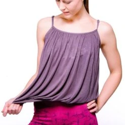 Loose Flow Yoga Top - Dames Yoga T-shirt Met Ingebouwde Ondersteuning - Lavendel