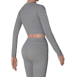 Xtreme Sportswear Crop Sporttop Lange Mouwen Dames Licht Grijs -Belly Verkoopwinkel xtreme sportswear crop sporttop lange mouwen dames licht grijs 2