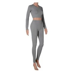 Xtreme Sportswear Crop Sporttop Lange Mouwen Dames Licht Grijs -Belly Verkoopwinkel xtreme sportswear crop sporttop lange mouwen dames licht grijs 3